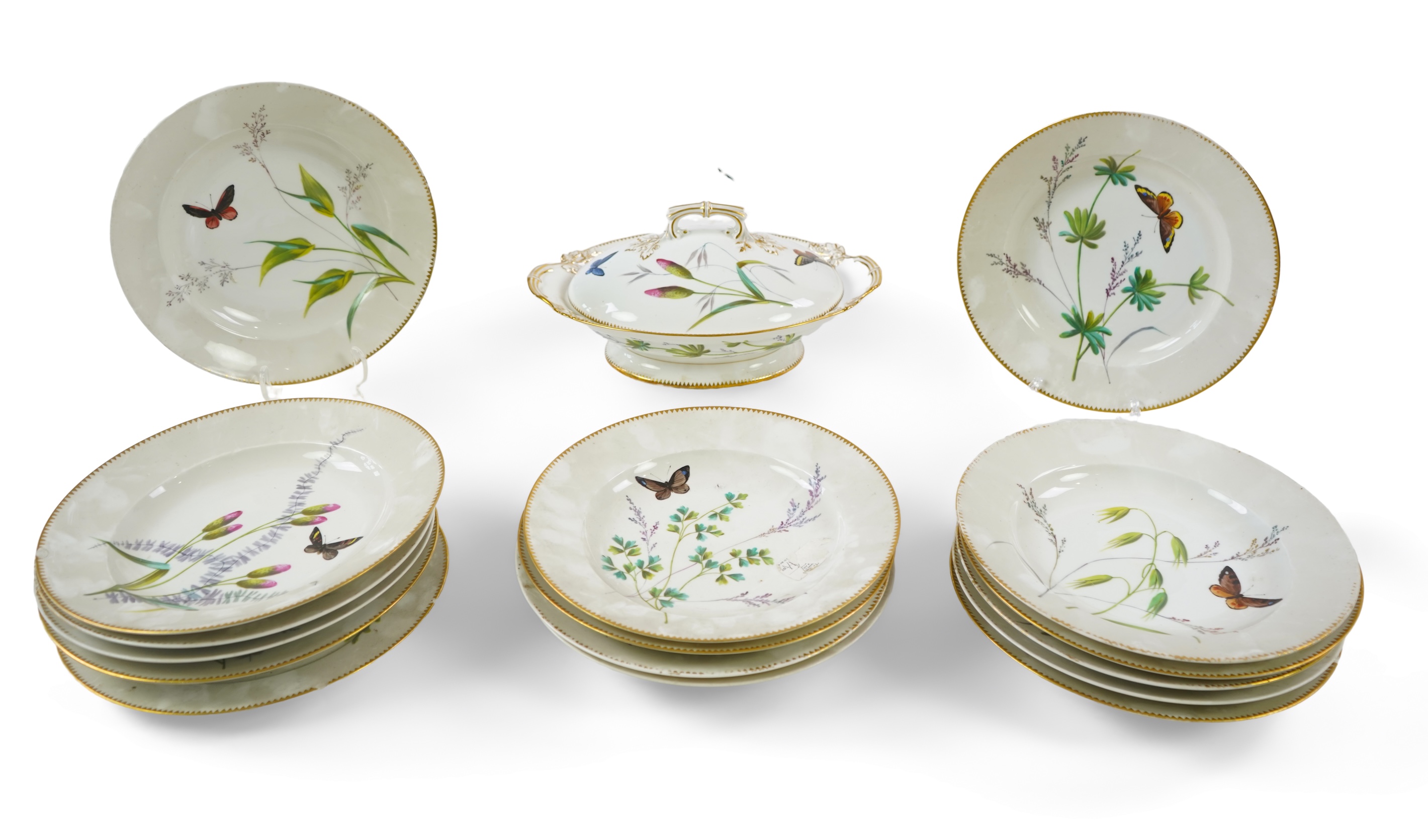 A Paris porcelain part dinner service, late 19th century
